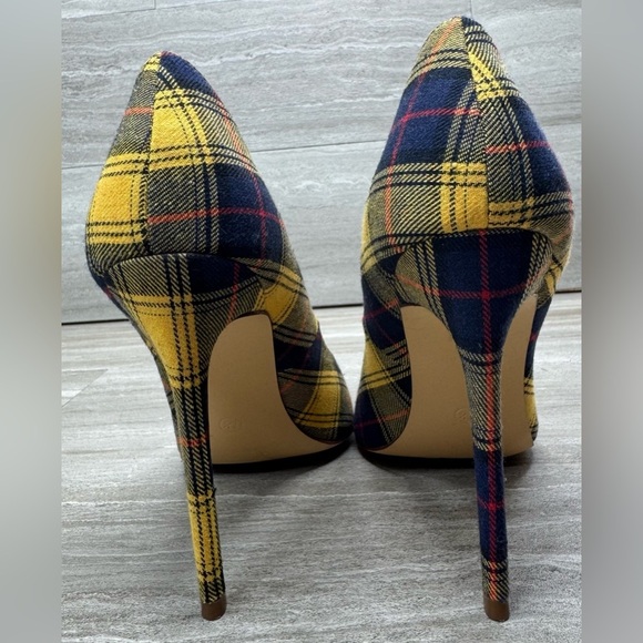 Lilania Lulus Plaid Spike Pump Point Toe Heels Womens Size 7.5 - Picture 4 of 12